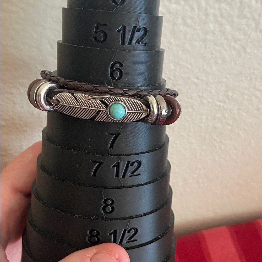 5/$10❤️❤️❤️NEW Vegan Leather 3 Strand Braided Beaded Adjustable Bracelet